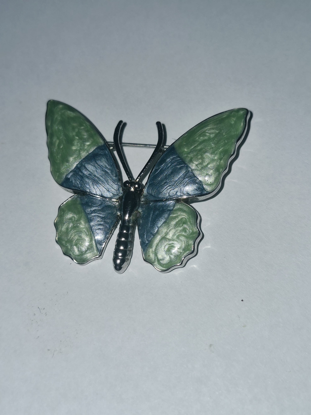 Liz Claiborne Green and Blue Butterfly Brooch Pin